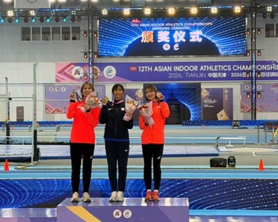 張博雅同學榮獲第12屆亞洲室內田徑錦標賽60米跨欄金牌